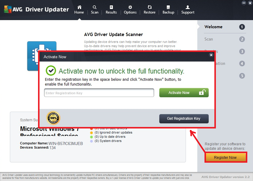 Activate driver update registration key download